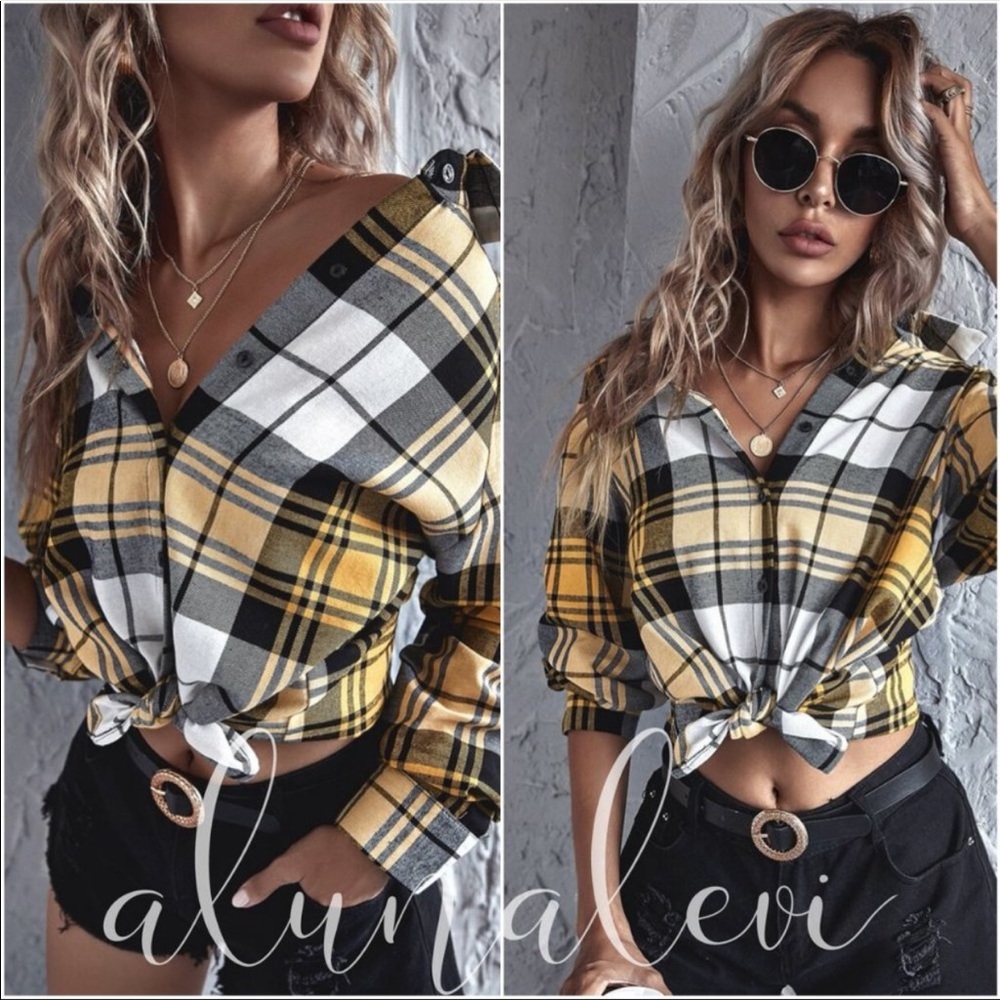 COPY - COPY - Popular Plaid Button Down Top! Small